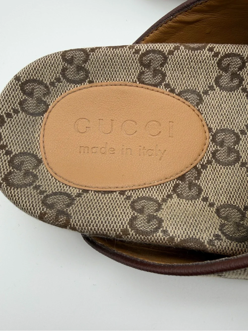 Gucci GG Lavaredo Monogram Canvas Leather Slip on Double Buckle Sandals Men's 6